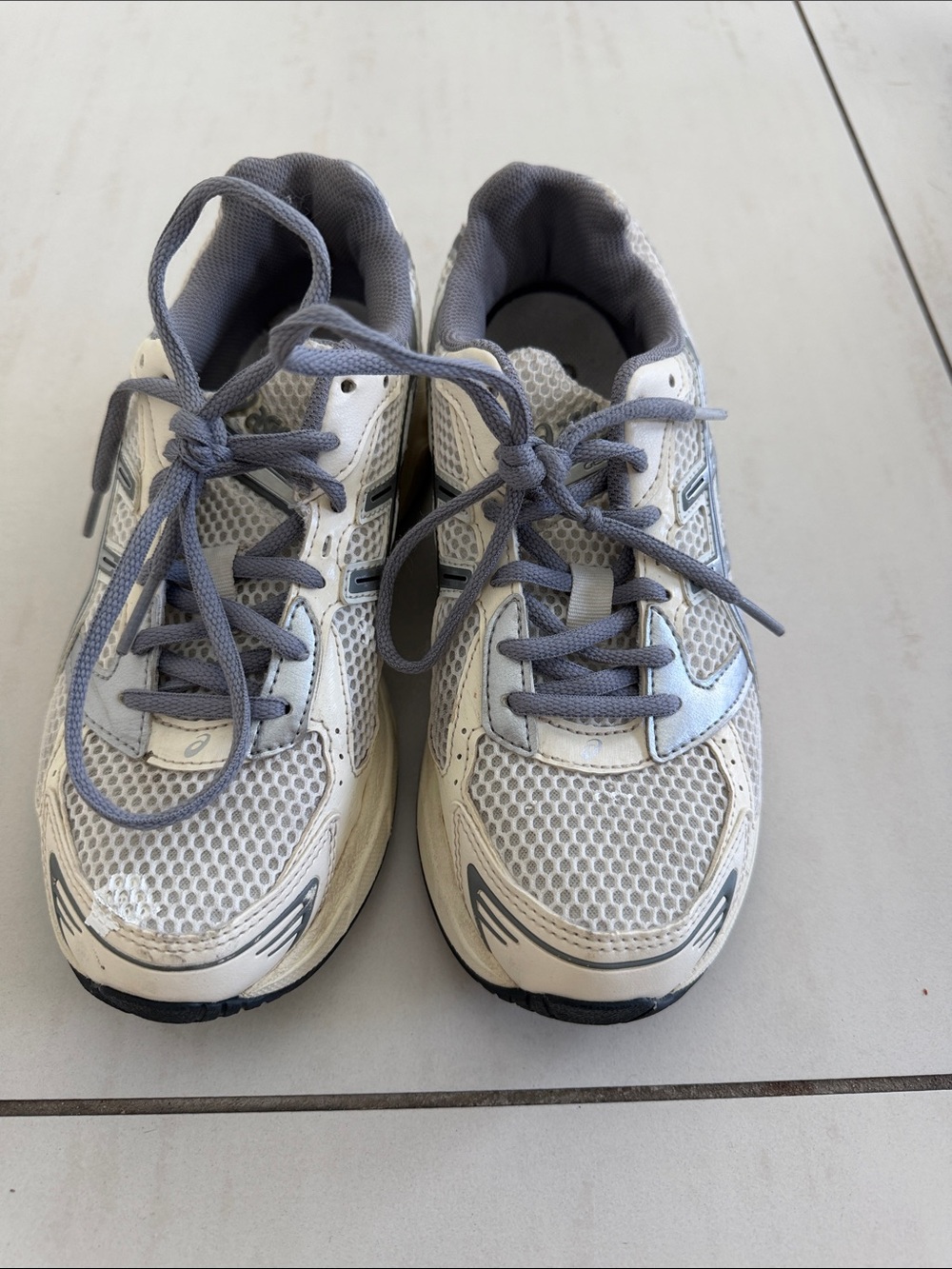 Asics White and Gray Women's Mesh Running Sneakers